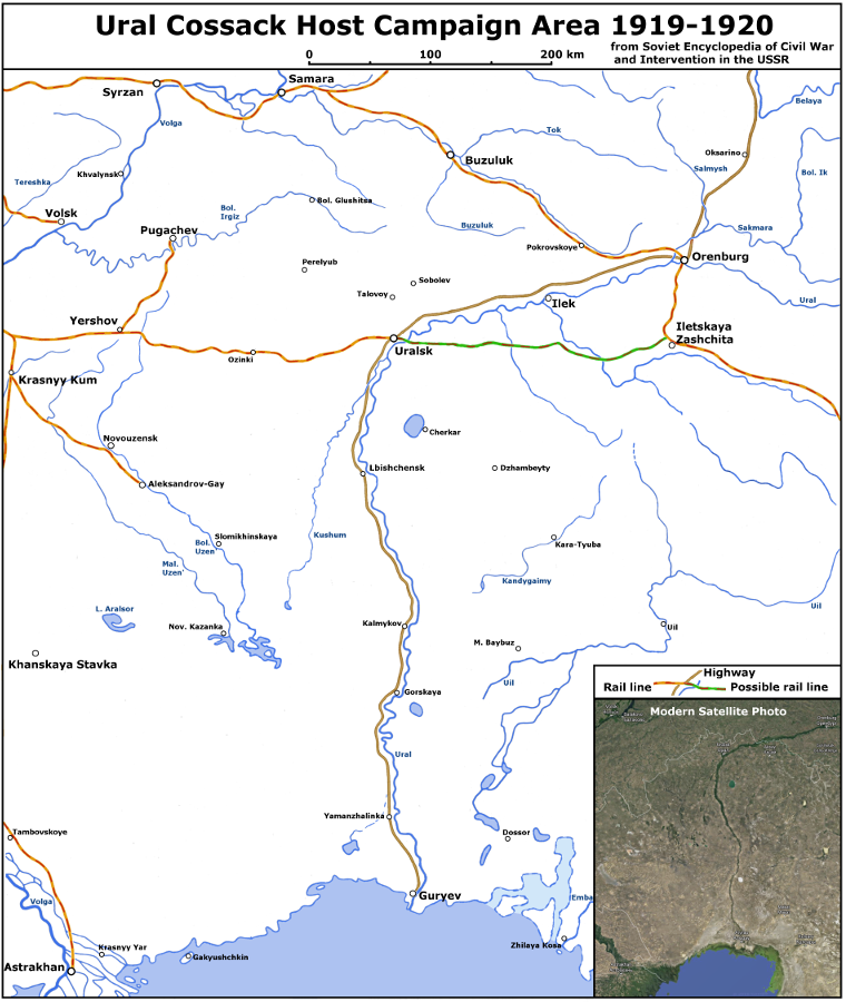 map of Ural Cossack area