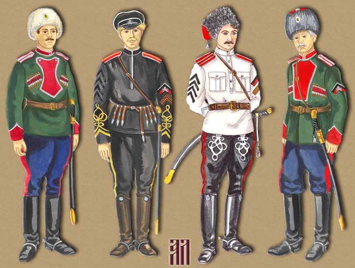 Unforms of Ataman Annenkov's forces in the Russian Civil War
