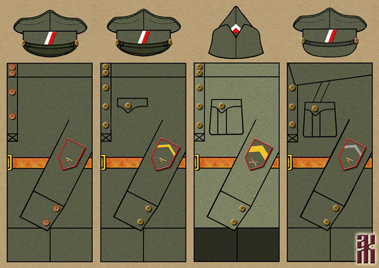 Unifomrms of the crews of armoured trains of the Czech Legion in the Russian Civil War