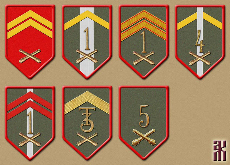 Variant insignia of Czechoslovak artillery units