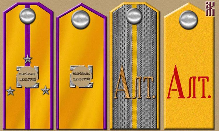 Shoulder-boards of units subordinate to the Asiatic Horse Division