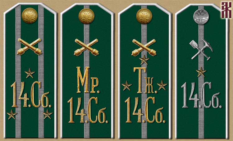 Shoulder-boards of 14th Siberian Rifle Division in the Russian Civil War