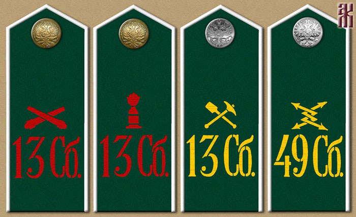 Shoulder-boards of technical troops in the 13th Siberian Rifle Division in the Russian Civil War