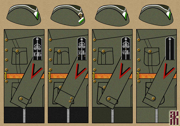 Uniforms of the officers of the 1st Siberian Assault Brigade Russian Civil War