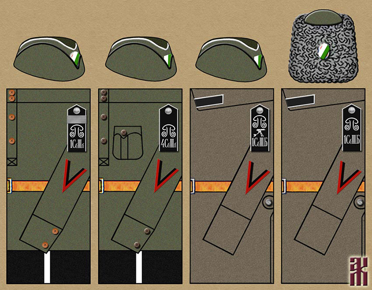 Uniforms of the other ranks of the 1st Siberian Assault Brigade Russian Civil War