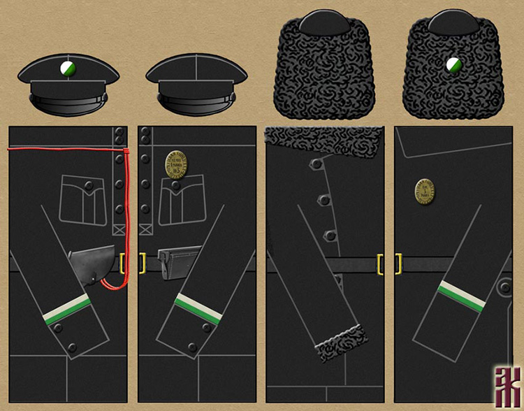 Proposed uniforms for Irkutsk police in the Russian Civil War