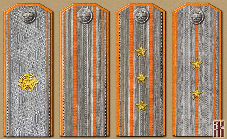 Shoulder-boards of police officers and former Okhrana in the Russian Civil War