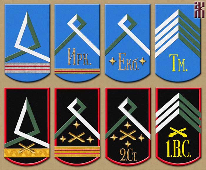 initial sleeve insignia of Siberian Army cavalry and artillery in the Russian Civil War