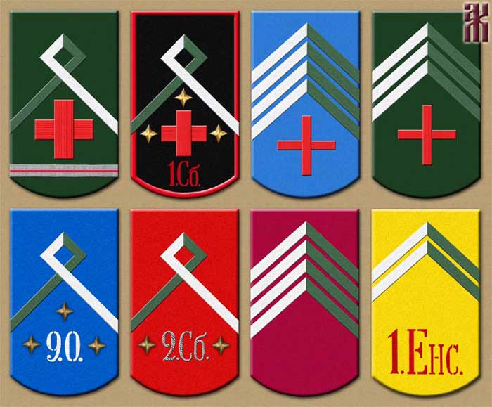 initial sleeve insignia of Siberian Army Cossacks and medical staff in the Russian Civil War