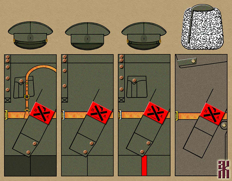 uniforms worn by former WWI front-line soldiers in the Votkinsk People's Army